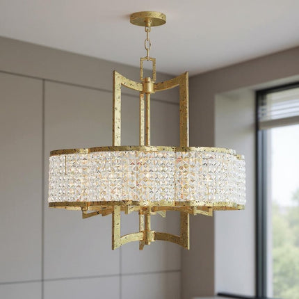 Six Light Dimmable Chandelier With Shades HomeRoots