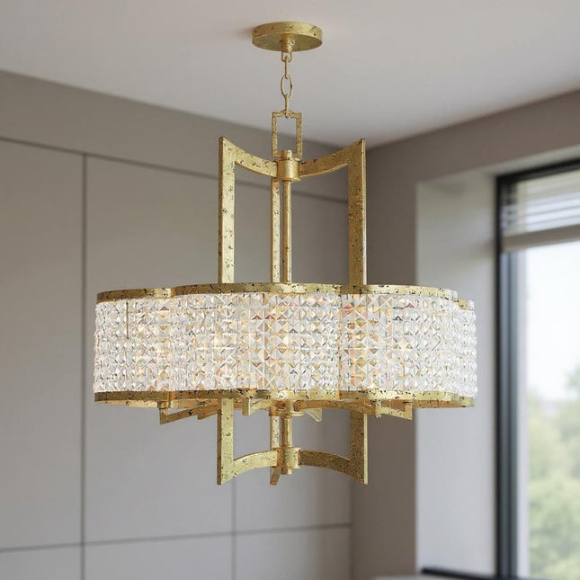 Six Light Dimmable Chandelier With Shades HomeRoots