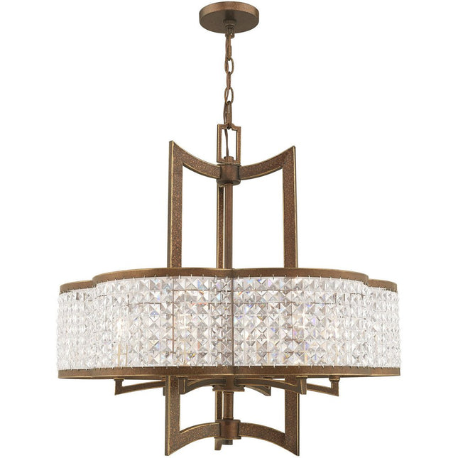 Bronze Six Light Metal Dimmable Chandelier With Shades HomeRoots
