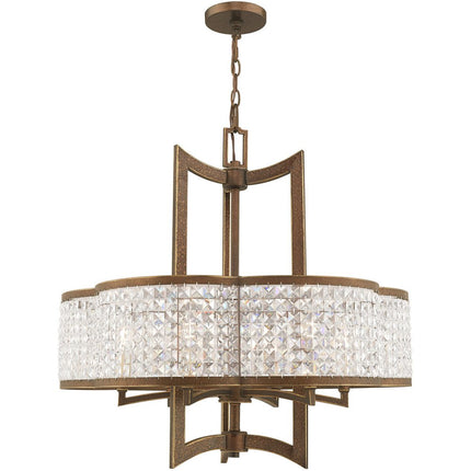 Bronze Six Light Metal Dimmable Chandelier With Shades