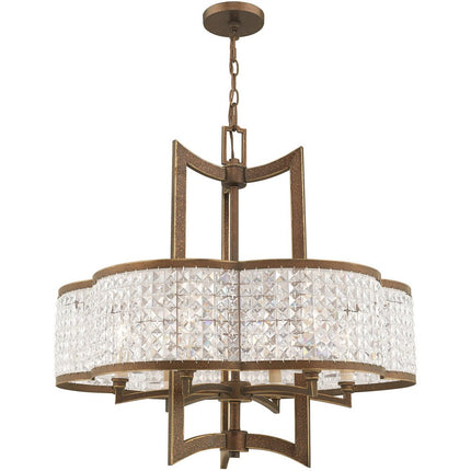Bronze Six Light Metal Dimmable Chandelier With Shades