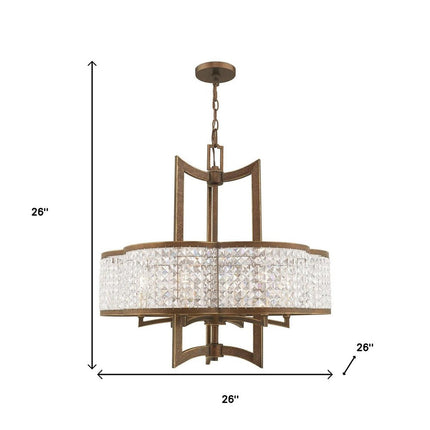 Bronze Six Light Metal Dimmable Chandelier With Shades