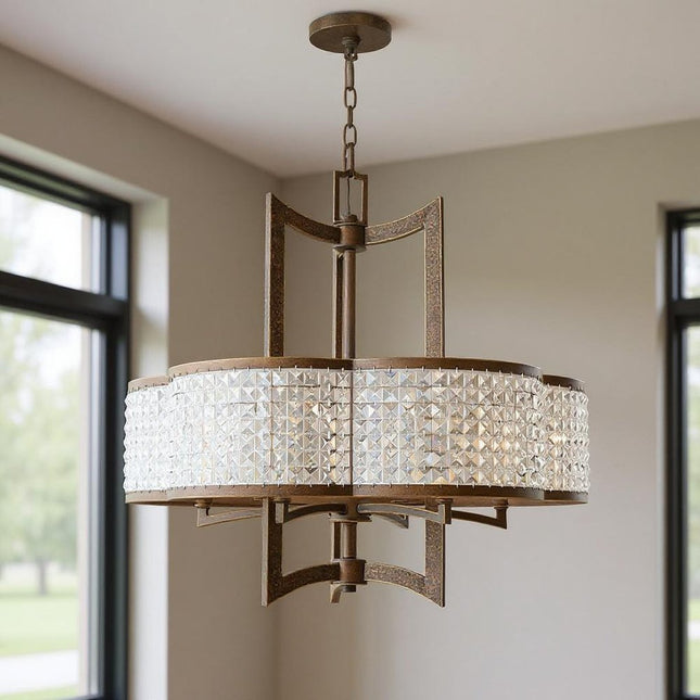 Six Light Dimmable Chandelier With Shades HomeRoots
