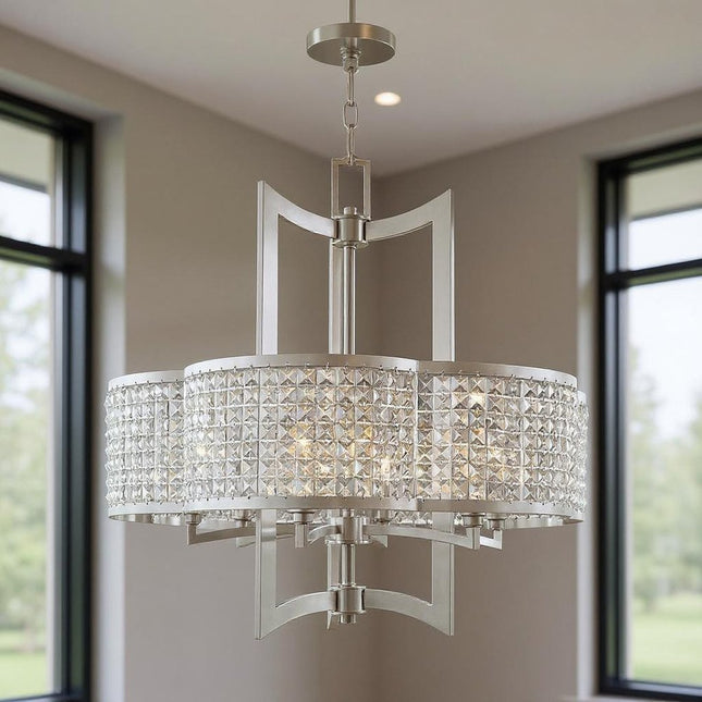 Six Light Dimmable Chandelier With Shades HomeRoots