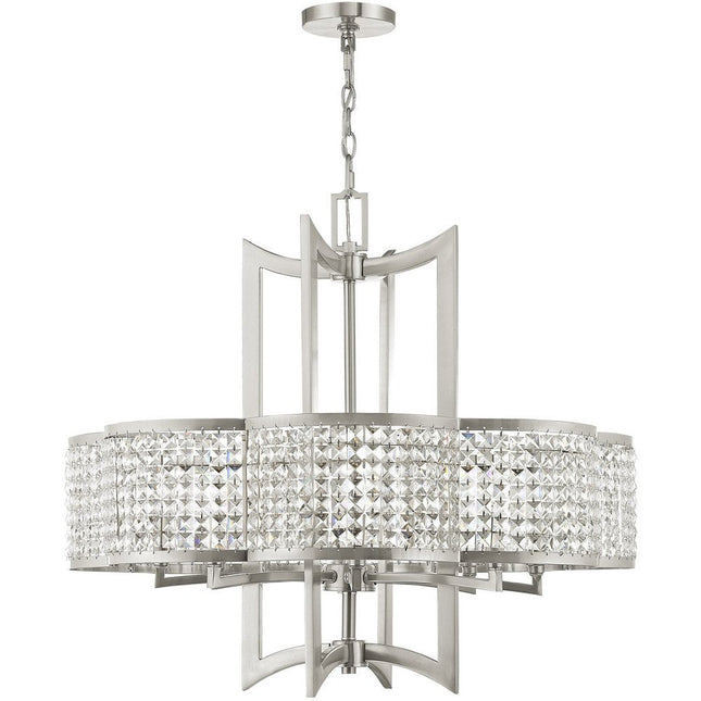 Eight Light Dimmable Chandelier With Shades HomeRoots