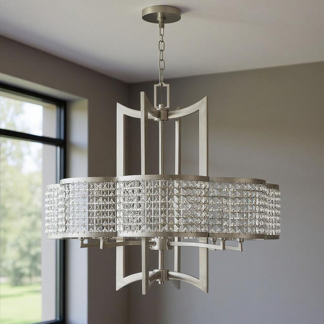Eight Light Dimmable Chandelier With Shades HomeRoots