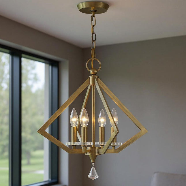Four Light Dimmable Chandelier With Shades HomeRoots
