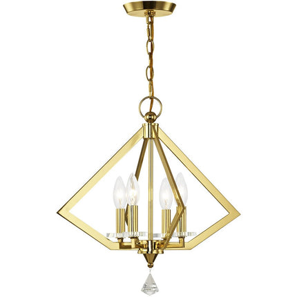Brass Four Light Metal Dimmable Chandelier With Shades