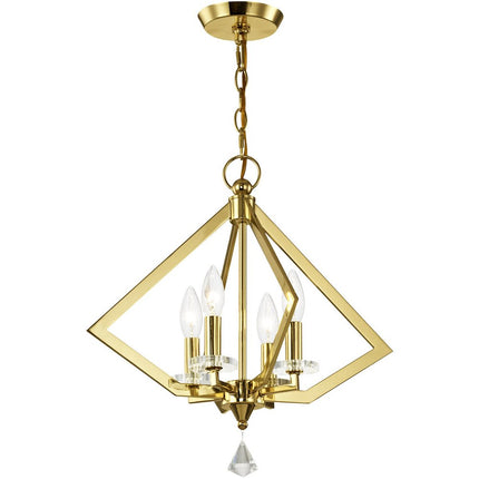Brass Four Light Metal Dimmable Chandelier With Shades