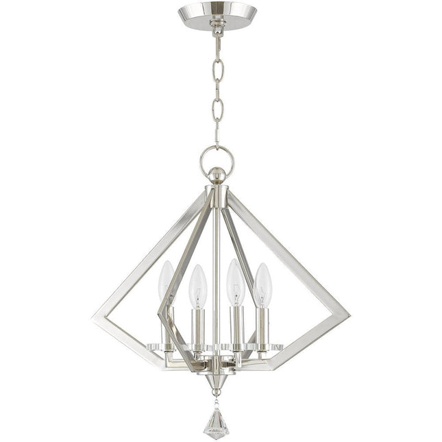 Nickel Four Light Metal Dimmable Chandelier With Shades HomeRoots