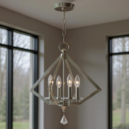 Four Light Dimmable Chandelier With Shades HomeRoots