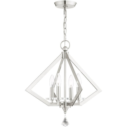Nickel Four Light Metal Dimmable Chandelier With Shades