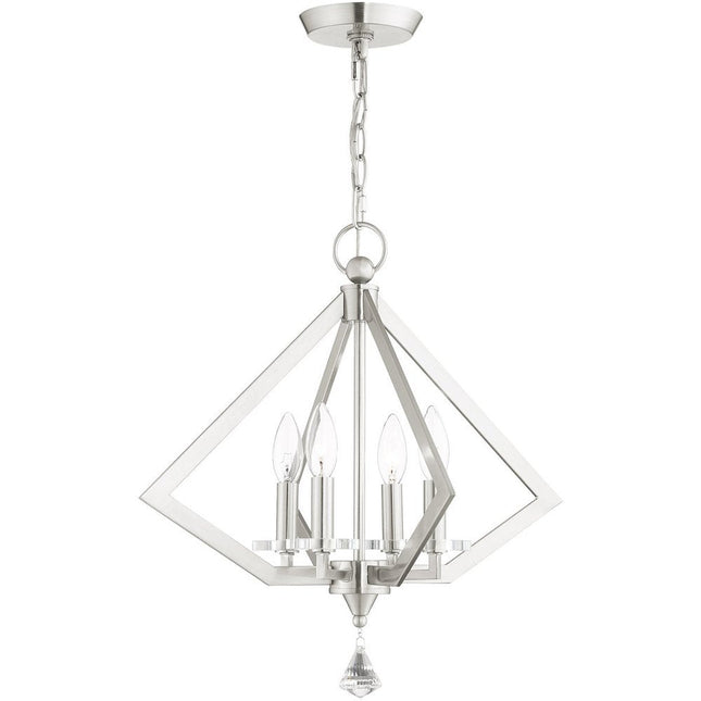 Nickel Four Light Metal Dimmable Chandelier With Shades HomeRoots