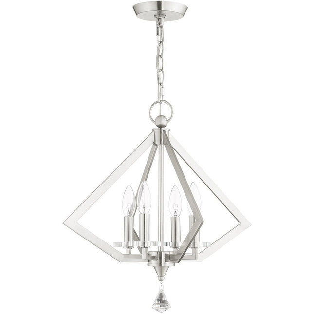 Nickel Four Light Metal Dimmable Chandelier With Shades HomeRoots