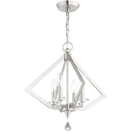 Nickel Four Light Metal Dimmable Chandelier With Shades