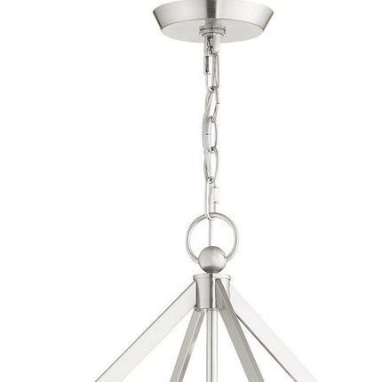 Nickel Four Light Metal Dimmable Chandelier With Shades