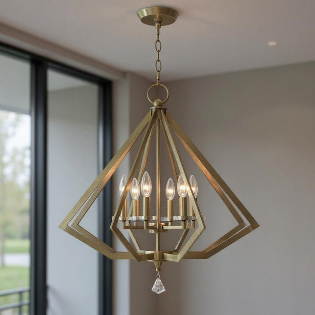 Six Light Dimmable Chandelier With Shades HomeRoots