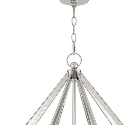 Nickel Six Light Metal Dimmable Chandelier With Shades