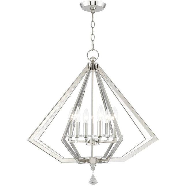 Nickel Six Light Metal Dimmable Chandelier With Shades HomeRoots