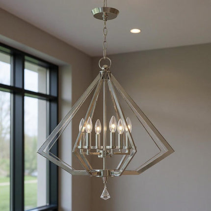Six Light Dimmable Chandelier With Shades HomeRoots