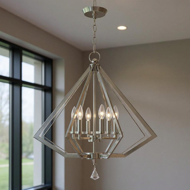 Six Light Dimmable Chandelier With Shades HomeRoots