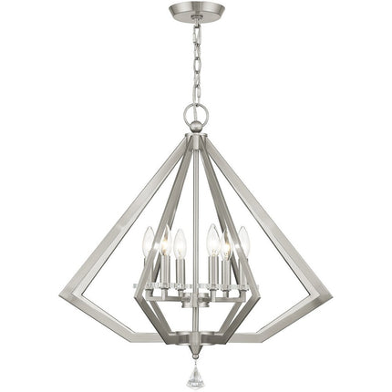 Nickel Six Light Metal Dimmable Chandelier With Shades