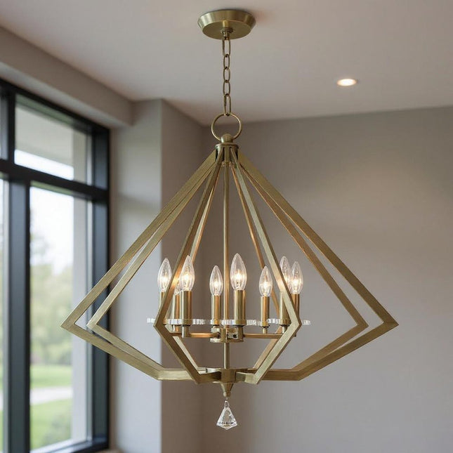 Eight Light Dimmable Chandelier With Shades HomeRoots