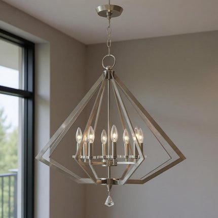 Eight Light Dimmable Chandelier With Shades HomeRoots