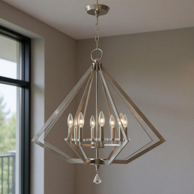 Eight Light Dimmable Chandelier With Shades HomeRoots