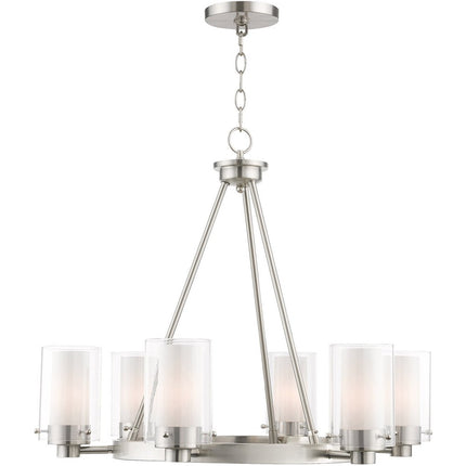 Six Light Dimmable Chandelier With Shades HomeRoots
