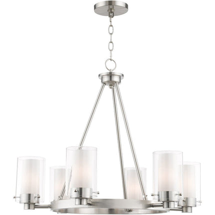 Six Light Dimmable Chandelier With Shades HomeRoots