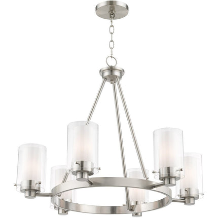 Six Light Dimmable Chandelier With Shades HomeRoots