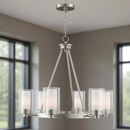 Six Light Dimmable Chandelier With Shades HomeRoots
