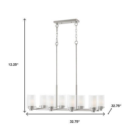 Nickel Eight Light Metal Dimmable Chandelier With Shades