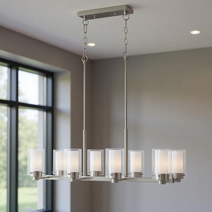 Eight Light Dimmable Chandelier With Shades HomeRoots