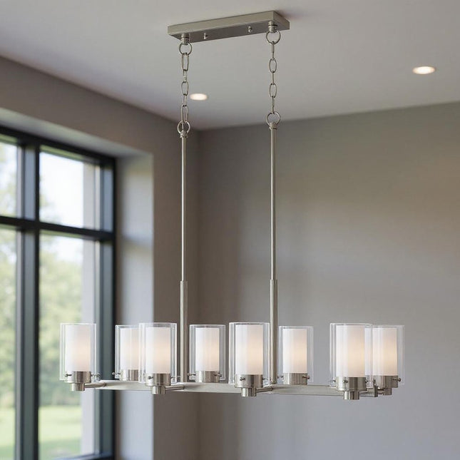 Eight Light Dimmable Chandelier With Shades HomeRoots