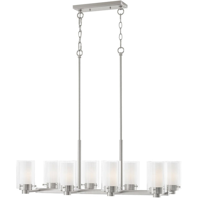 Nickel Eight Light Metal Dimmable Chandelier With Shades HomeRoots