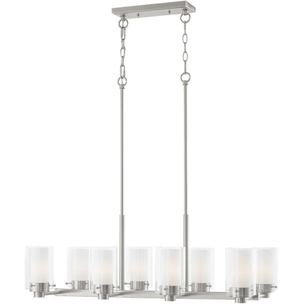 Nickel Eight Light Metal Dimmable Chandelier With Shades