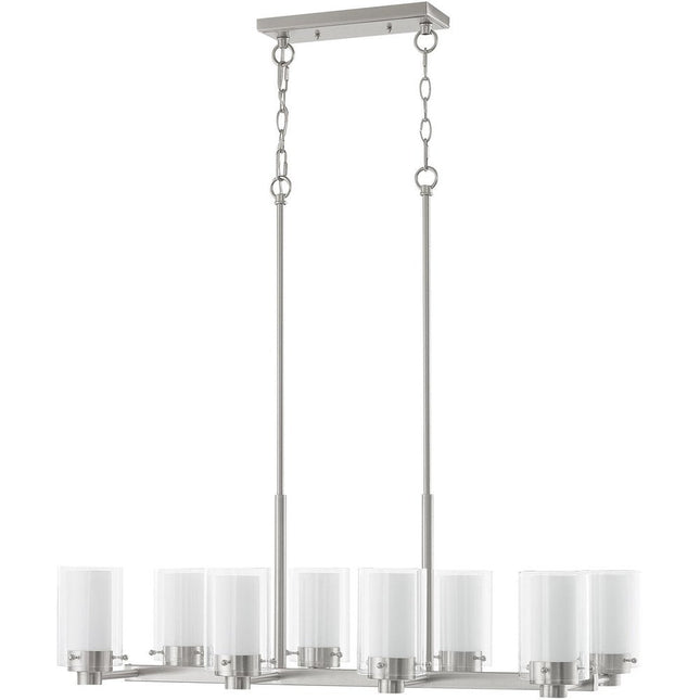 Nickel Eight Light Metal Dimmable Chandelier With Shades HomeRoots