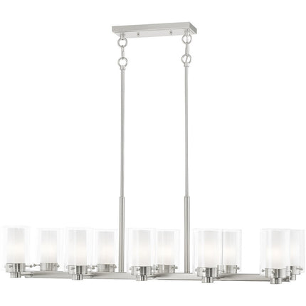 Nickel Ten Light Metal Dimmable Chandelier With Shades