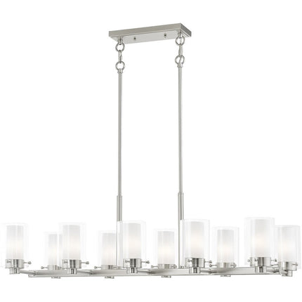Nickel Ten Light Metal Dimmable Chandelier With Shades