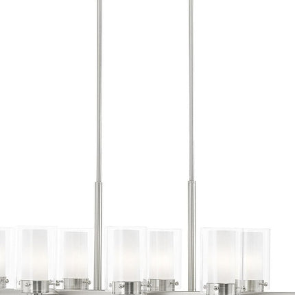 Nickel Ten Light Metal Dimmable Chandelier With Shades
