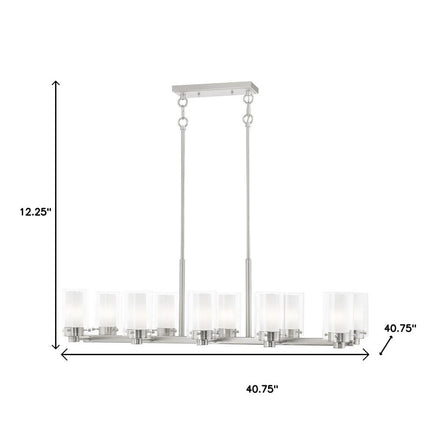 Nickel Ten Light Metal Dimmable Chandelier With Shades