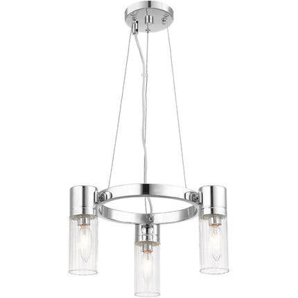 Silver Three Light Metal Dimmable Chandelier With Shades