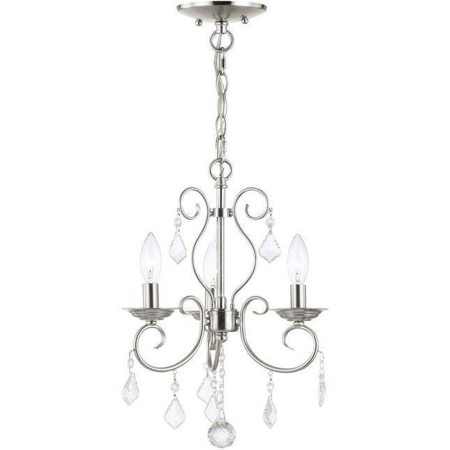 Nickel Three Light Metal Dimmable Chandelier With Shades HomeRoots