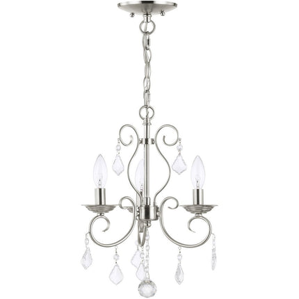 Nickel Three Light Metal Dimmable Chandelier With Shades
