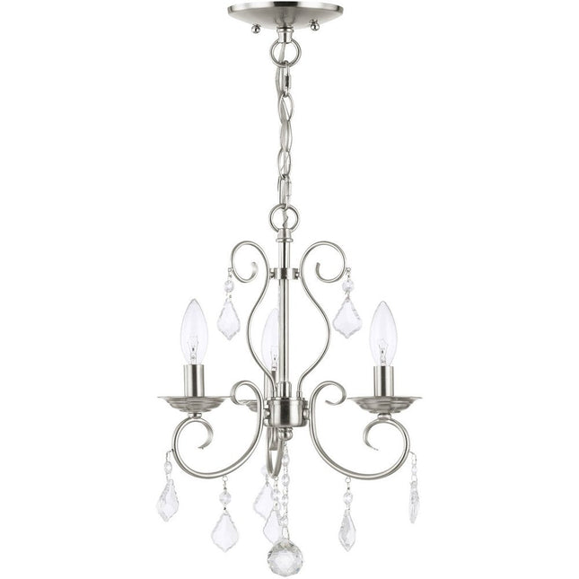 Nickel Three Light Metal Dimmable Chandelier With Shades HomeRoots