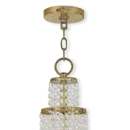 Gold Clear And Off White Three Light Metal Dimmable Chandelier With Shades