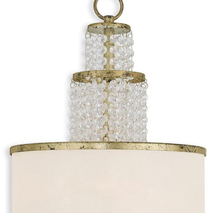 Gold Clear And Off White Three Light Metal Dimmable Chandelier With Shades