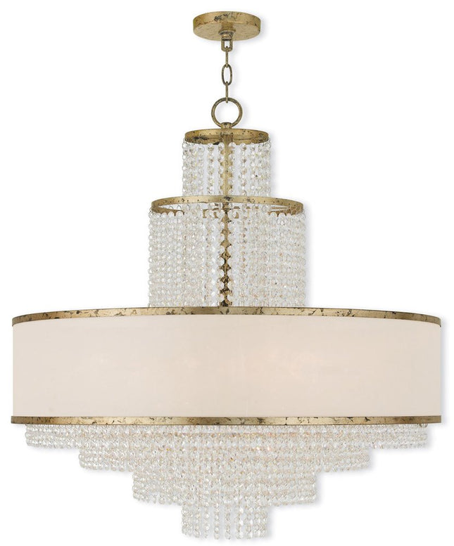 Gold Eight Light Metal Dimmable Chandelier With Shades HomeRoots